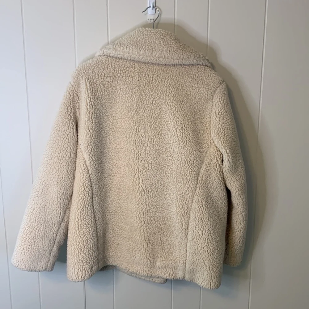 Free People Notched Teddy Peacoat Ivory Size Extra Small